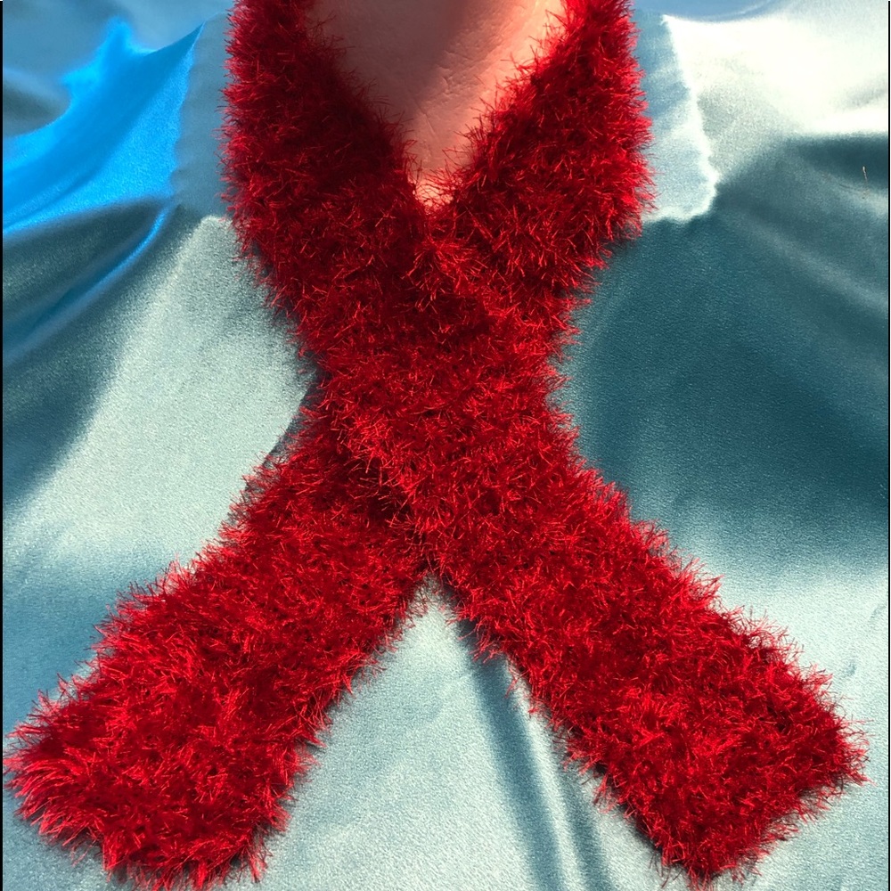 Red fun fur scarf  it compliments any outfit